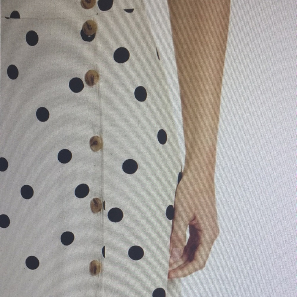 Something Navy Polka Dot Button Down Midi Skirt S - image 2